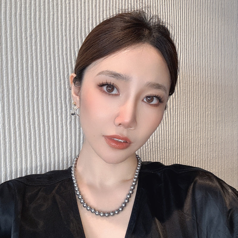 18KGP 倪妮風灰真珠ネック