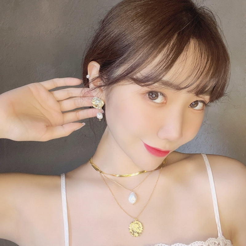18KGP 蛇骨真珠復古コインネック