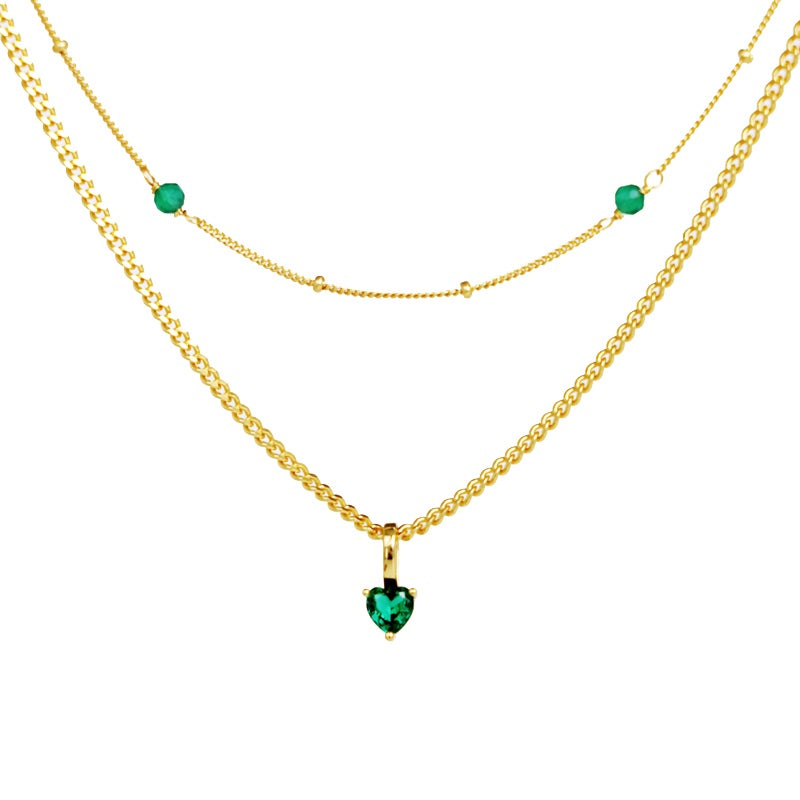 18KGP 緑瑪瑙多層ネック