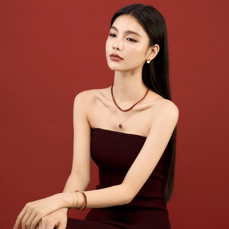 18KGP レッドクリスタルブレス