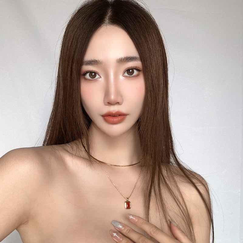 18KGP 秦嵐風赤瑪瑙角形ネック