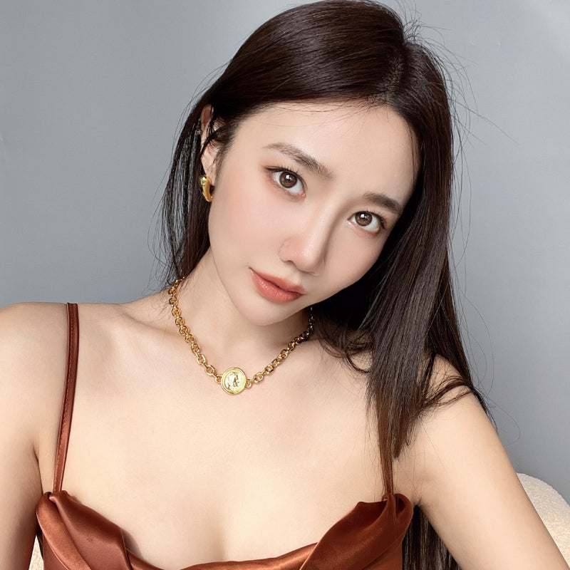 18KGP 復古人像粗チェーン