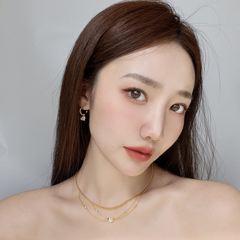18KGP 黒瑪瑙小ハートピアス