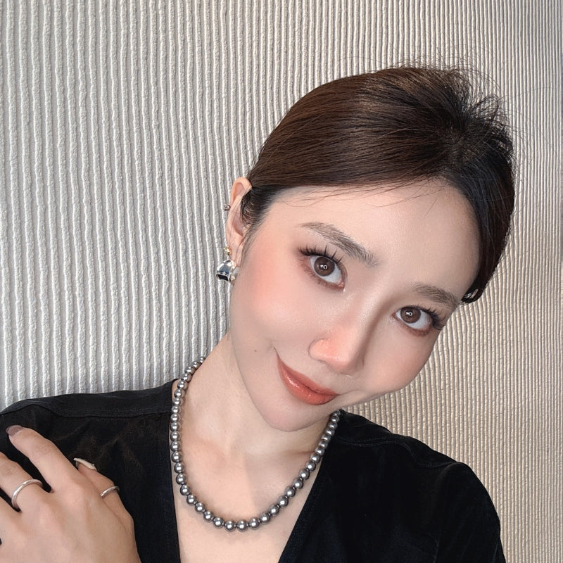 18KGP 倪妮風灰真珠ネック