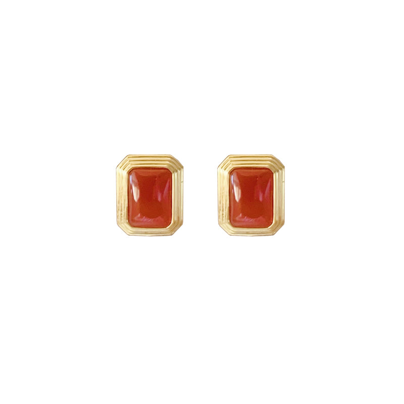 紅瑪瑙角形メッキピアス
