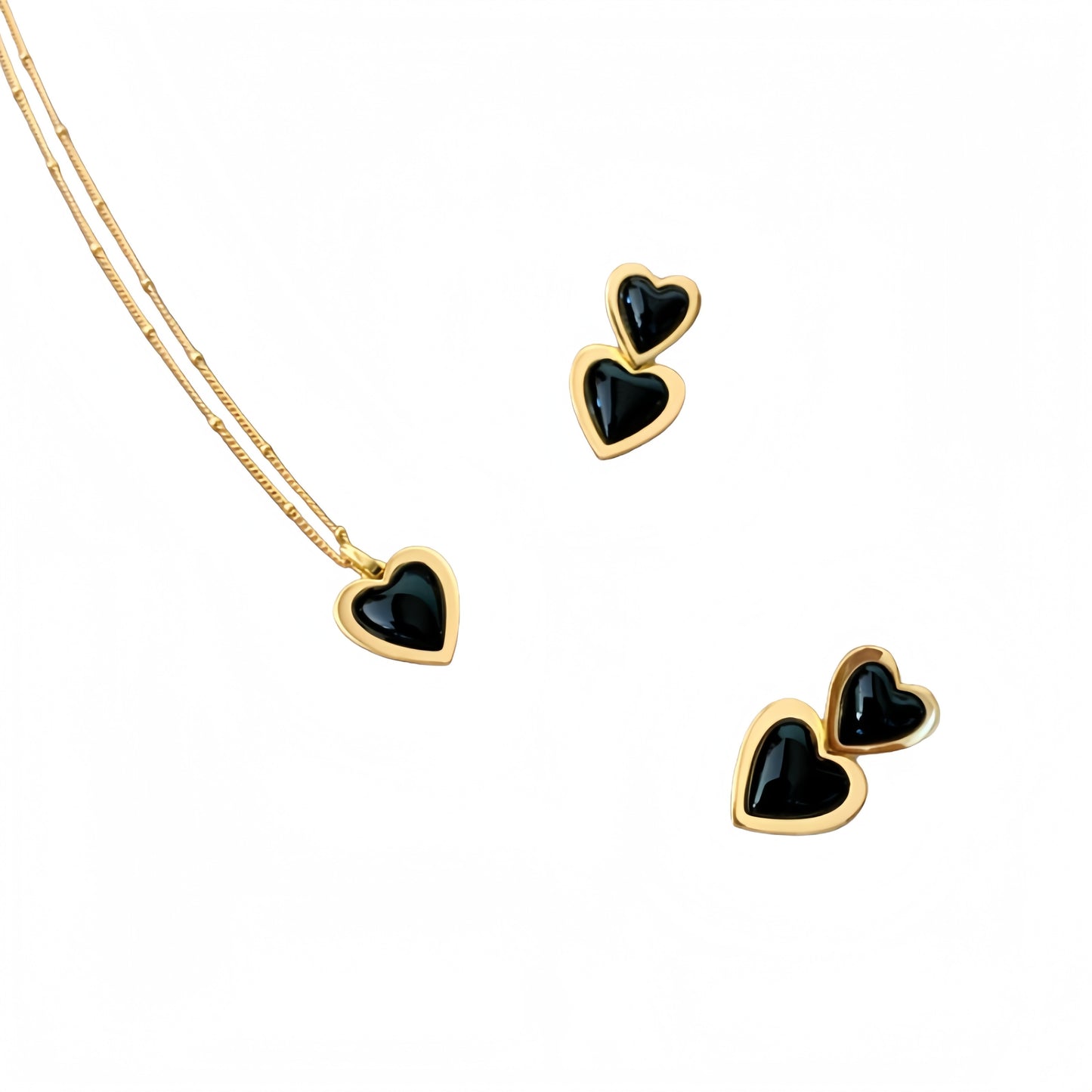 黒瑪瑙ハートメッキネック