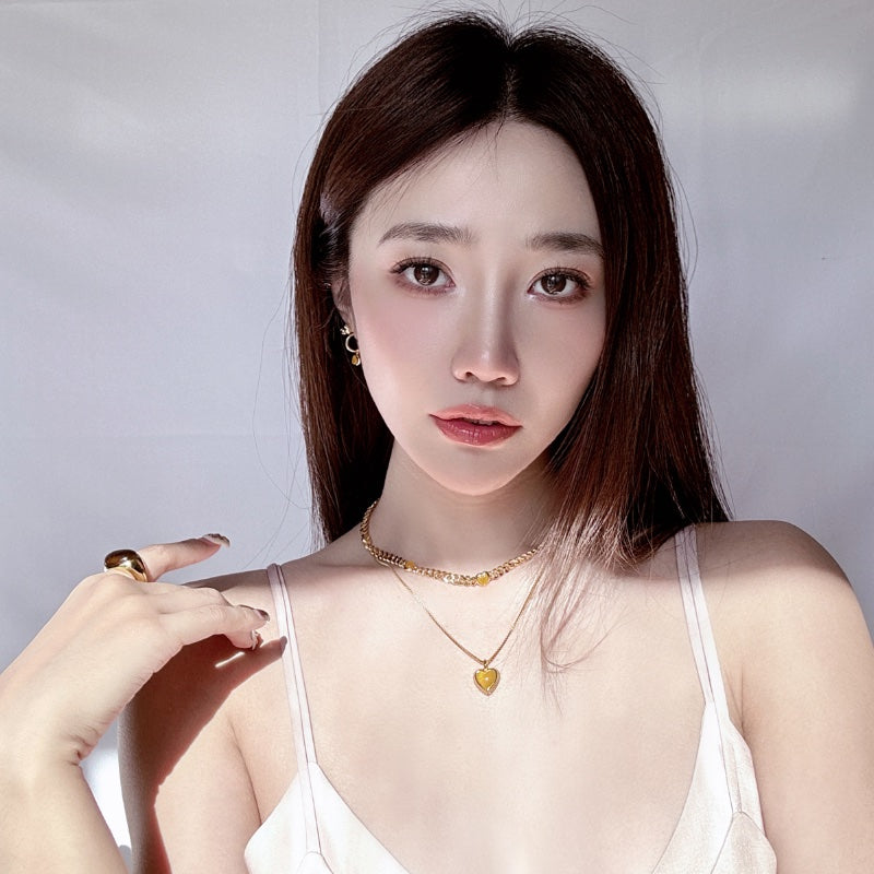 黄玉ハートメッキピアス