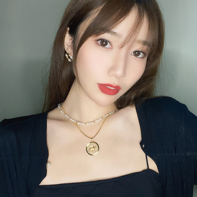 星座真珠白蝶貝重ねメッキネック