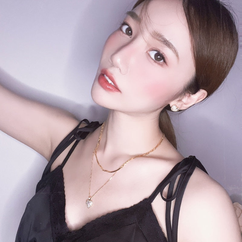 白水晶ハートメッキネックレス