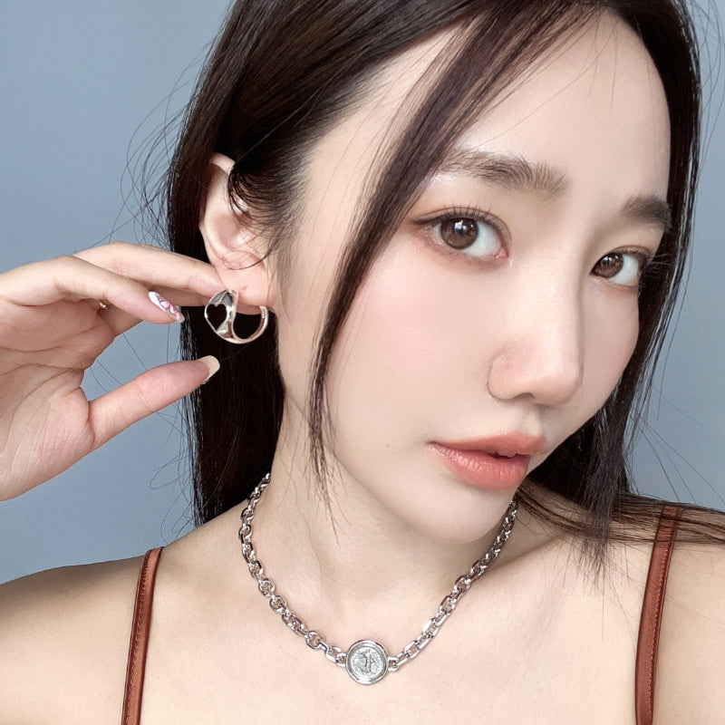 黒瑪瑙ハートメッキピアス