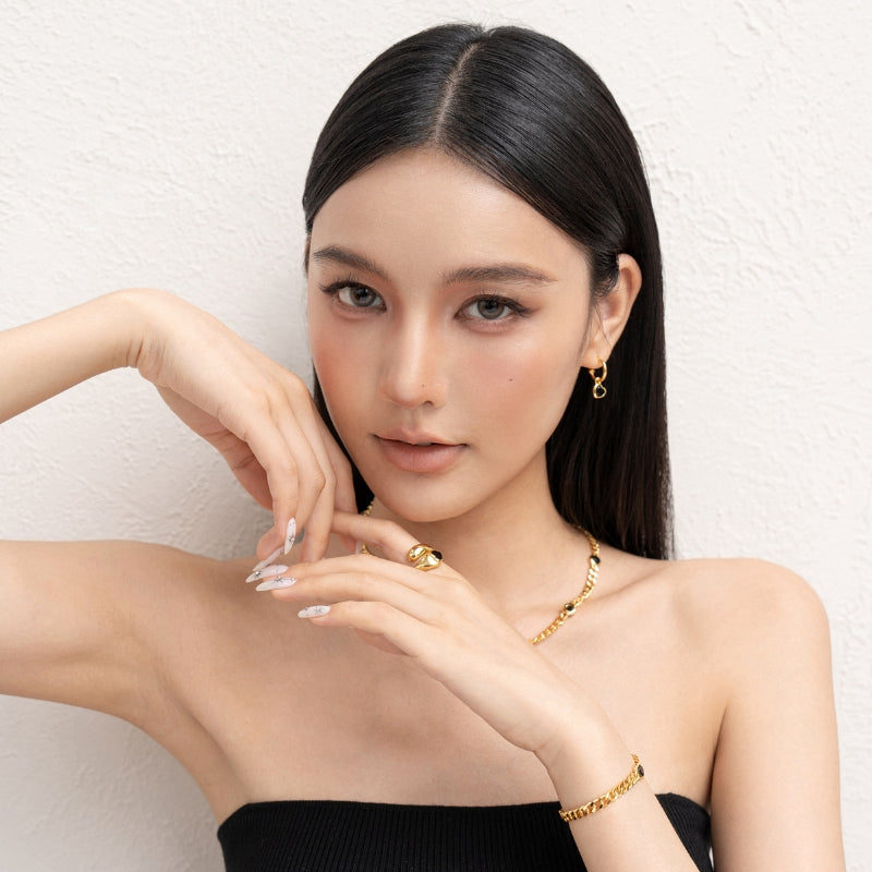 黒瑪瑙クバチェーンメッキブレス