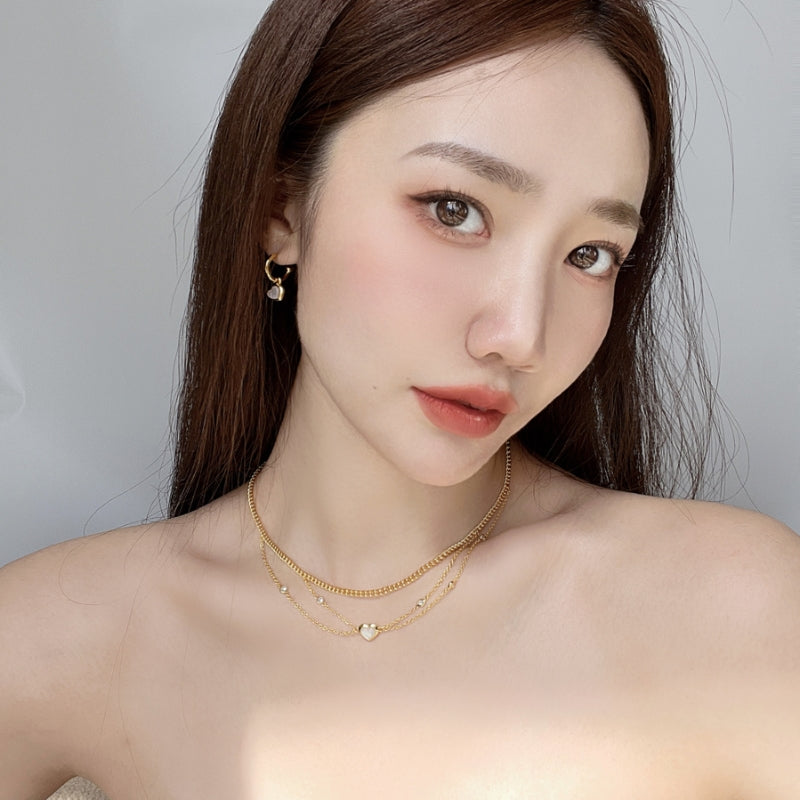 白蝶貝ハート通勤メッキピアス