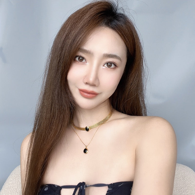 黒瑪瑙丸型メッキネック