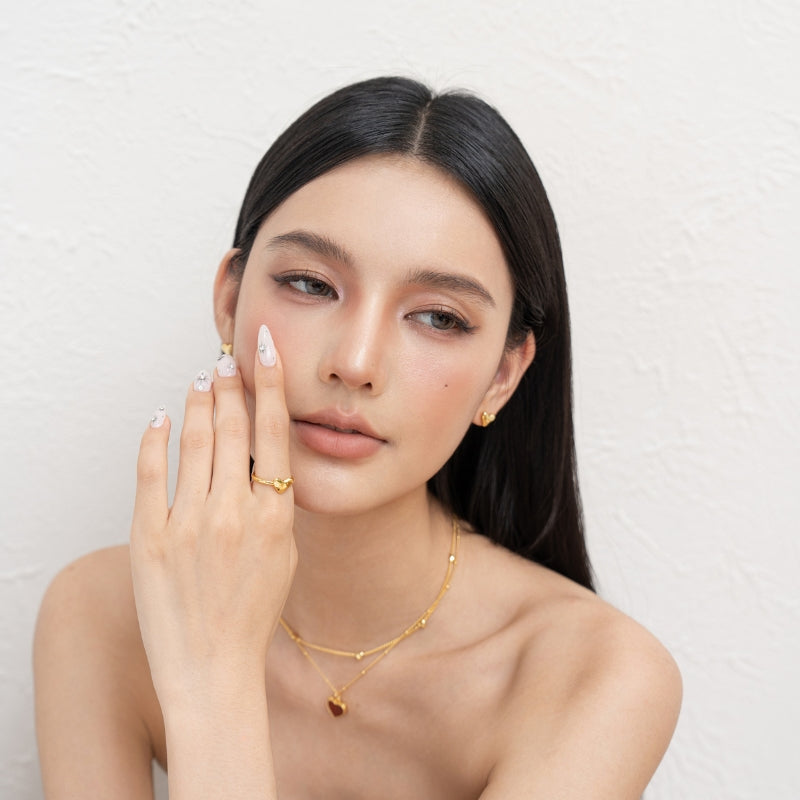インス不規則ハート調節メッキリング