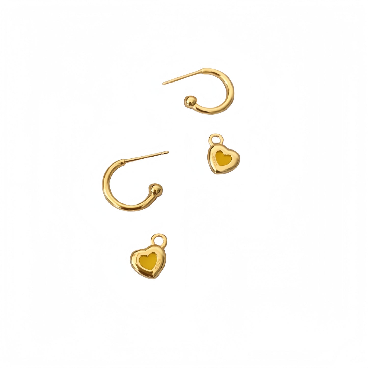 黄玉ハートメッキピアス