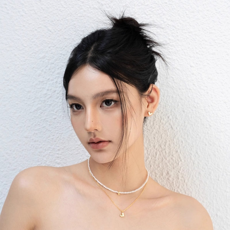 ハートペンダントネック光沢