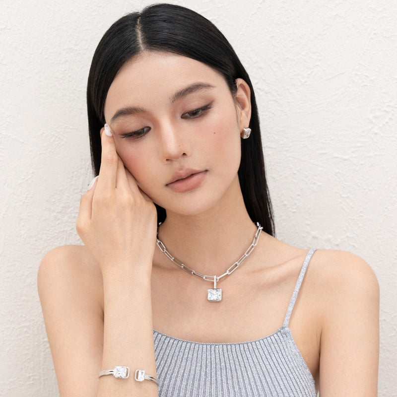 方糖水晶メッキピアス