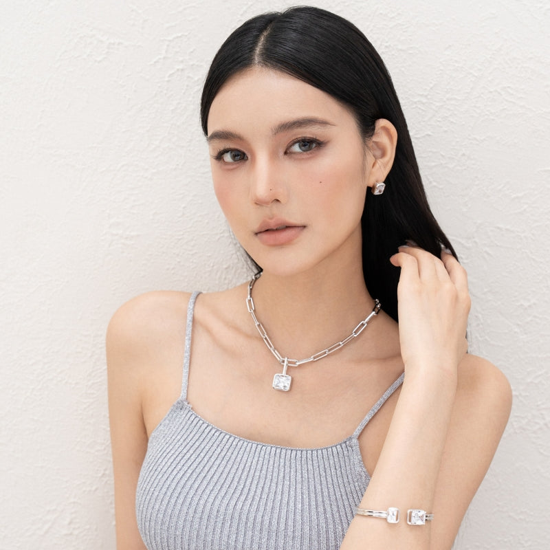 方糖水晶メッキピアス