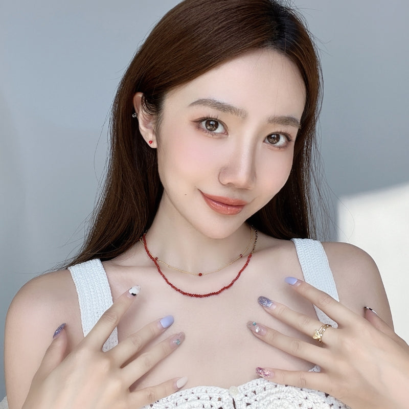 彩瑪瑙銀製ネック