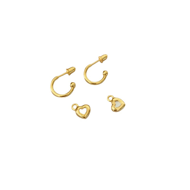 白蝶貝ハート通勤メッキピアス