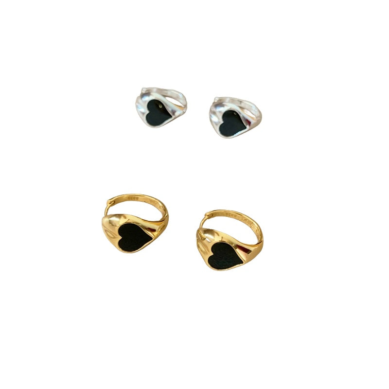 黒瑪瑙ハートメッキピアス
