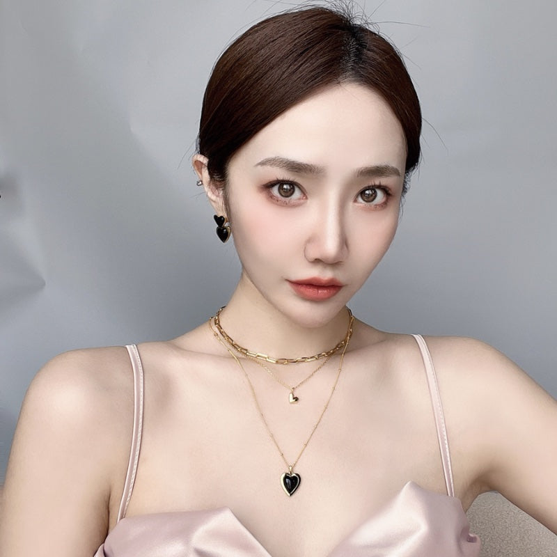 黒瑪瑙ハートメッキネック