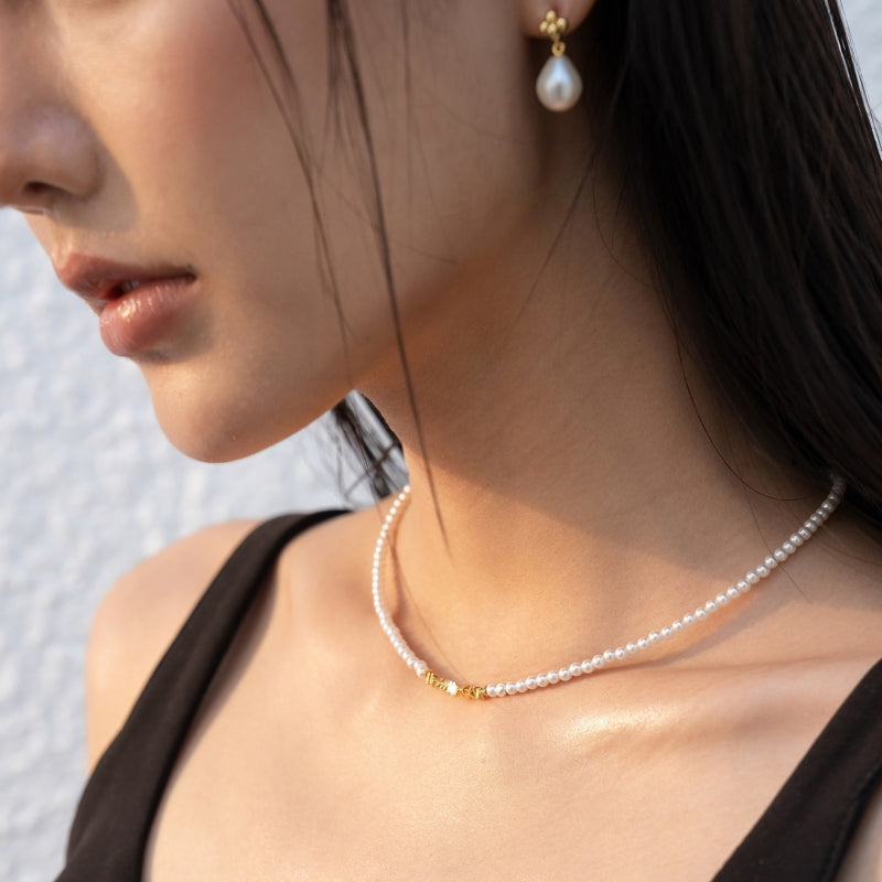 立体球真珠 18KGP ピアス