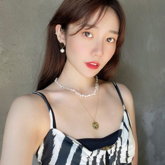 18KGP バロック真珠金耳饰