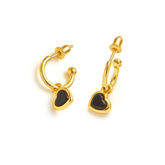 18KGP 黒白ハートピアス