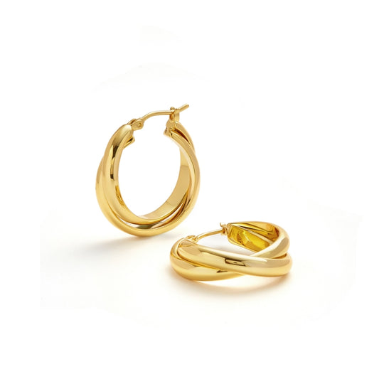 18KGP ダブルリング交差耳饰