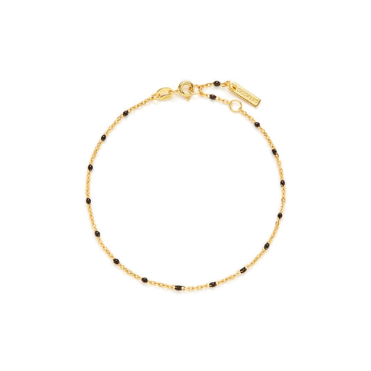 18KGP 黒ビーズ細ブレス