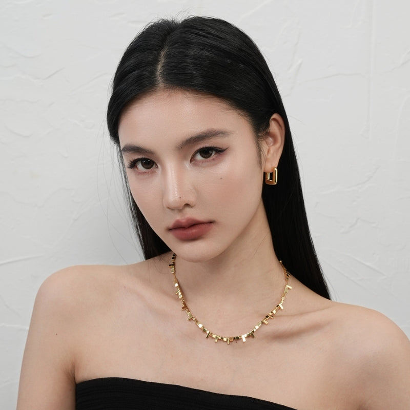 18KGP 小方块幾何ネック