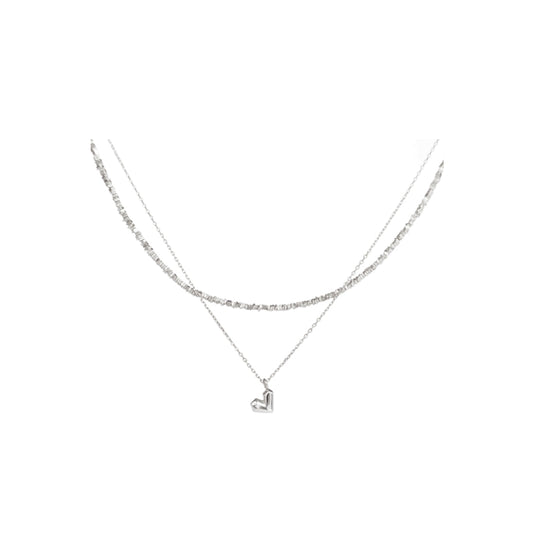 18KGP 二重碎銀ハートセット