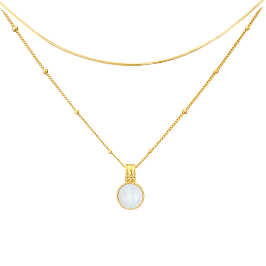 18KGP 蛇骨緑瑪瑙ネックレス