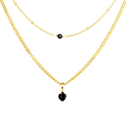 18KGP 黒ジェム多層ネック