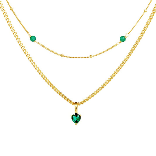 18KGP 緑瑪瑙多層ネック