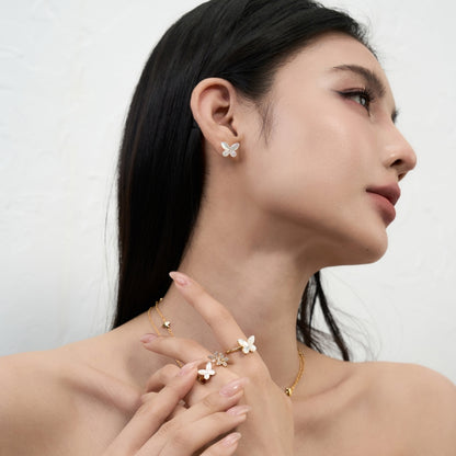 18KGP 白蝶貝蝶ピアス