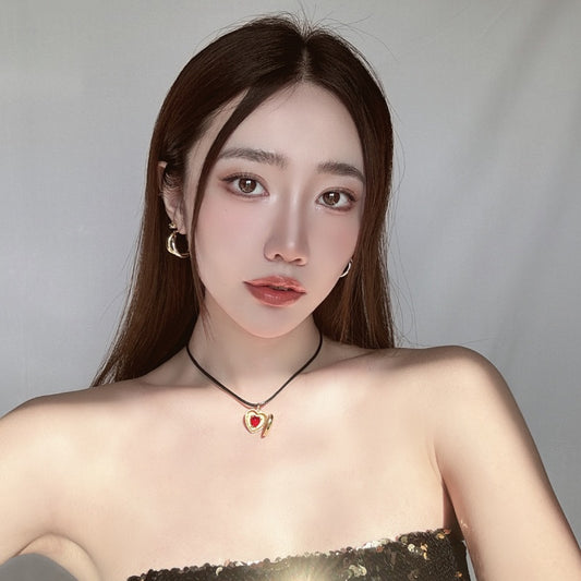 18KGP ハートレザーネックレス