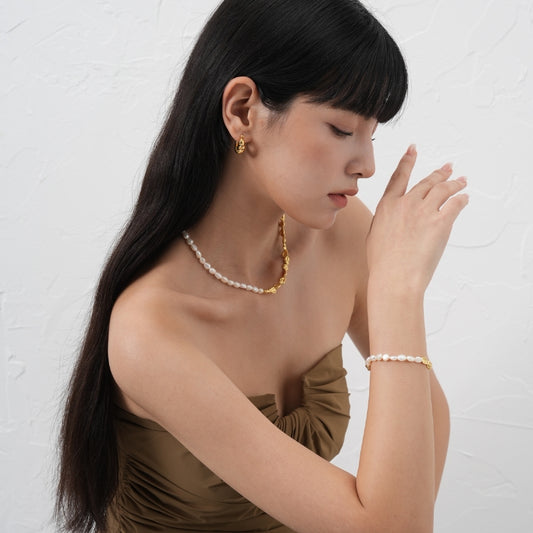 18KGP バロック真珠金豆ネック