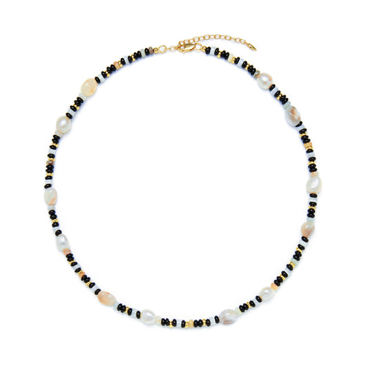 18KGP 黒白天然石ネックレス