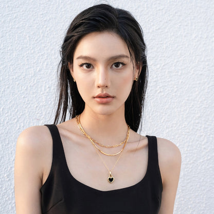 18KGP 黒白両面ハートネック