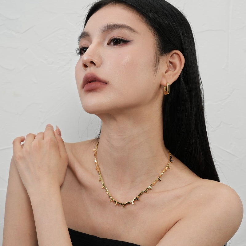 18KGP 小方块幾何ネック
