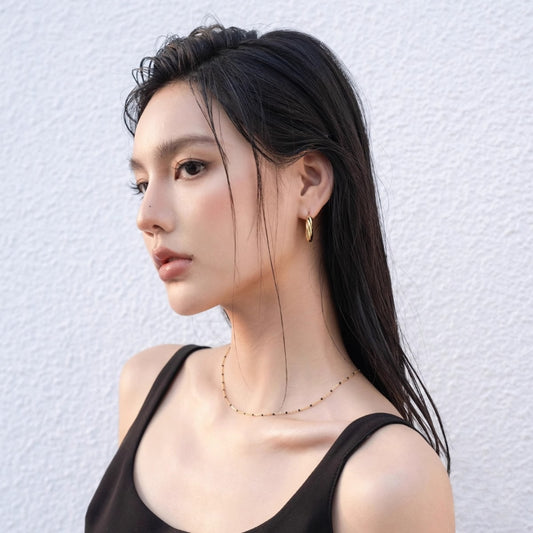 18KGP フレンチねじれ丸耳饰