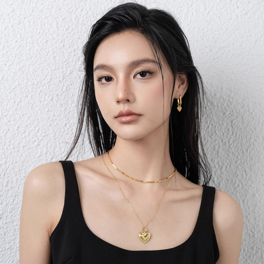 18KGP ハート羽毛ピアス