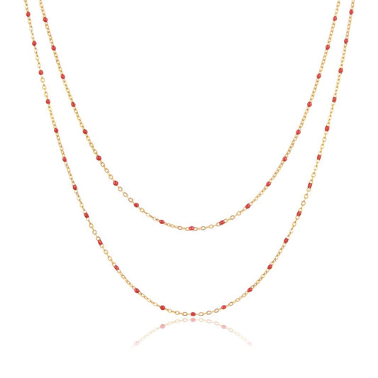 18KGP レッドビーズネック