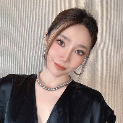 18KGP 倪妮風灰真珠ネック
