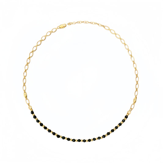 18KGP 黒尖晶石ビーズネック
