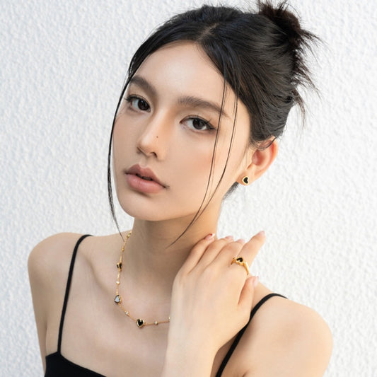 18KGP ハート天然石リング