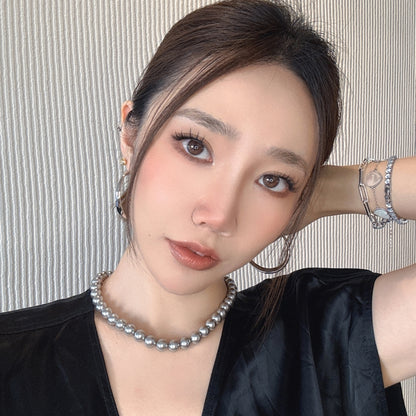 18KGP 倪妮風灰真珠ネック