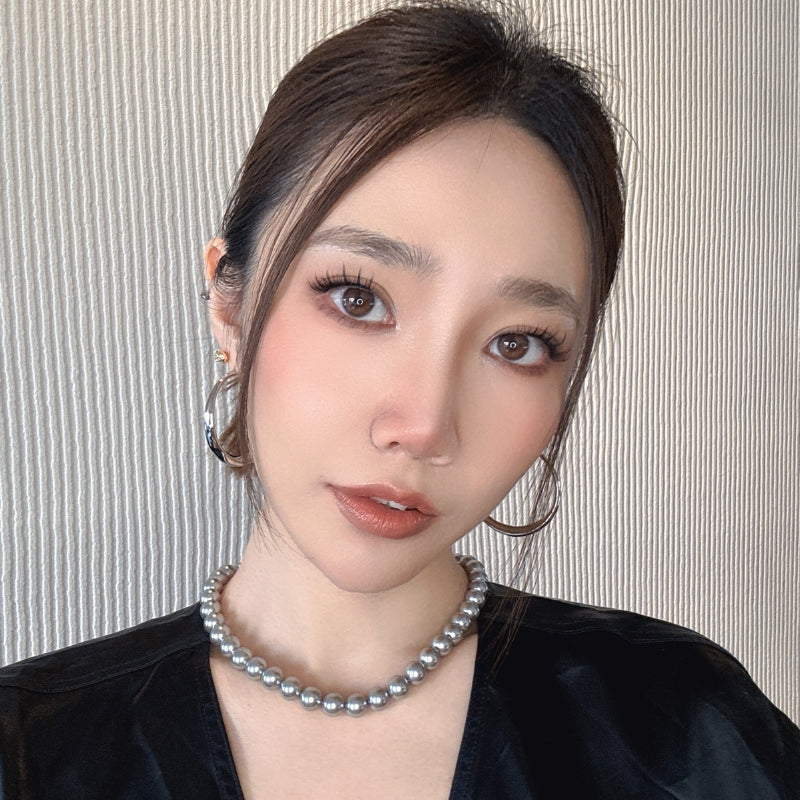 18KGP 倪妮風灰真珠ネック